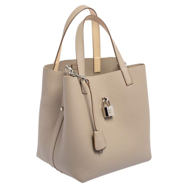 Pre Owned Carolina Herrera Grey Leather Small Matryoshka Locked Tote