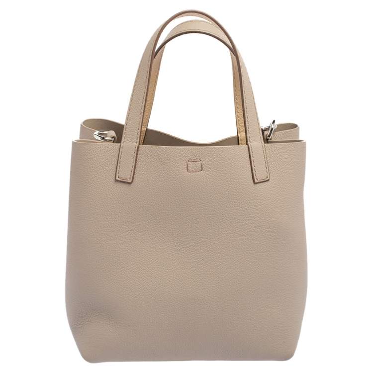 Pre Owned Carolina Herrera Grey Leather Small Matryoshka Locked Tote