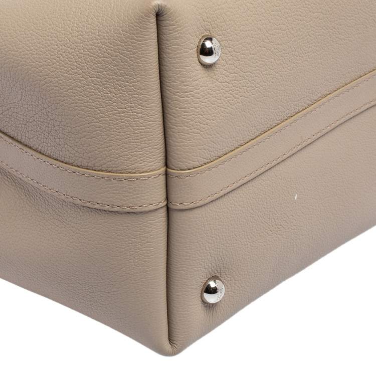 Pre Owned Carolina Herrera Grey Leather Small Matryoshka Locked Tote