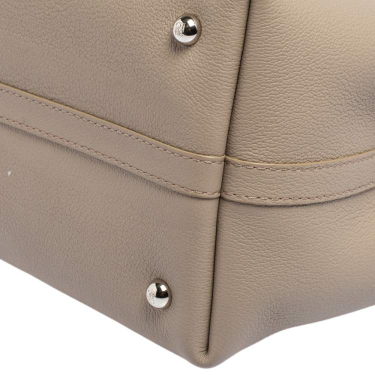 Pre Owned Carolina Herrera Grey Leather Small Matryoshka Locked Tote