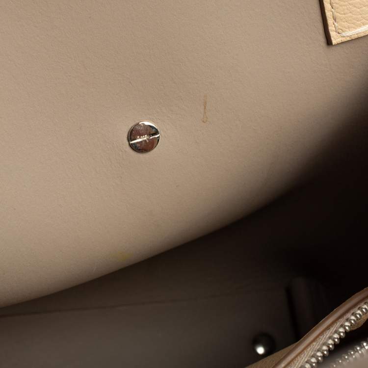 Pre Owned Carolina Herrera Grey Leather Small Matryoshka Locked Tote