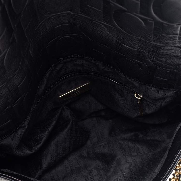 Pre Owned CH Carolina Herrera Black Leather Flap Shoulder Bag