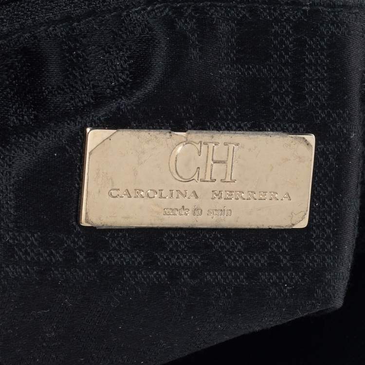 Pre Owned CH Carolina Herrera Black Leather Flap Shoulder Bag