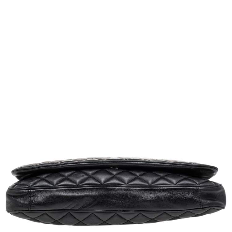 Pre Owned CH Carolina Herrera Black Quilted Leather Flap Chain Shoulder Bag