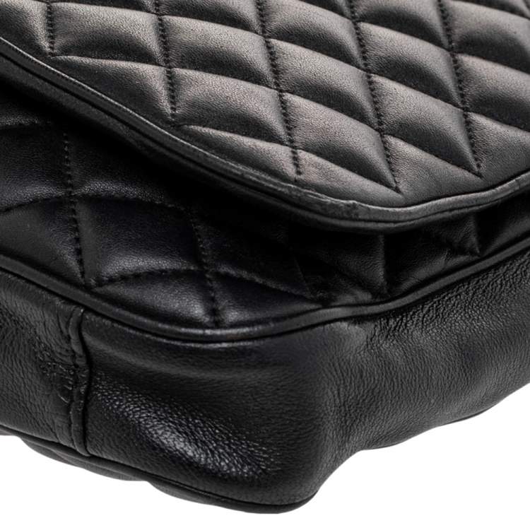 Pre Owned CH Carolina Herrera Black Quilted Leather Flap Chain Shoulder Bag