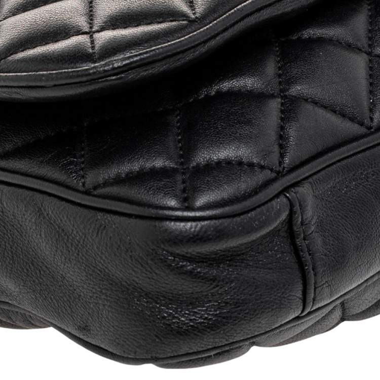 Pre Owned CH Carolina Herrera Black Quilted Leather Flap Chain Shoulder Bag