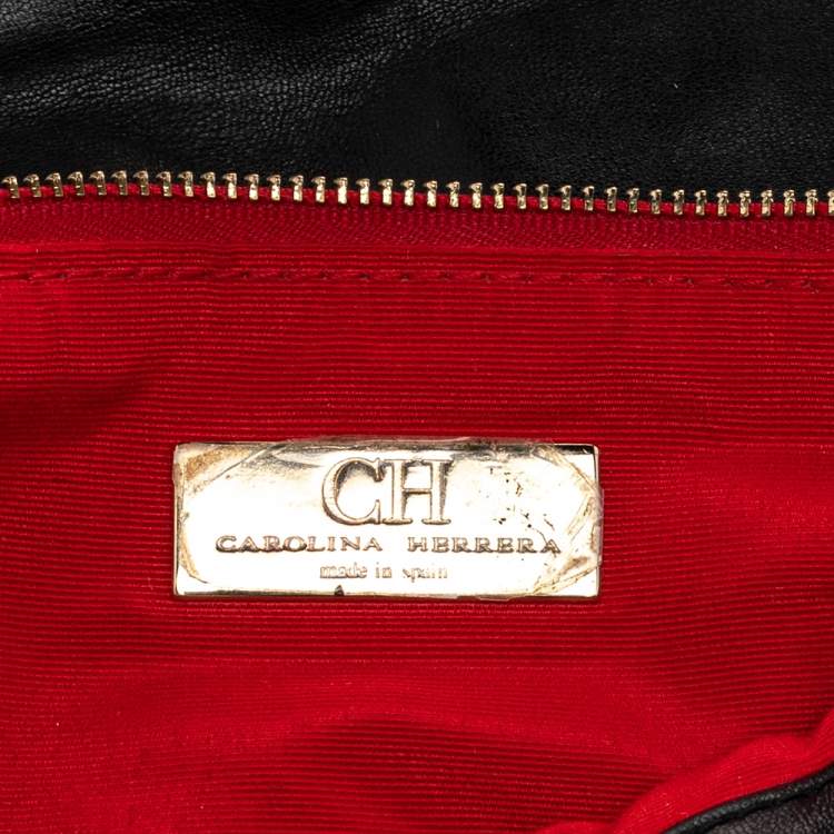 Pre Owned CH Carolina Herrera Black Quilted Leather Flap Chain Shoulder Bag