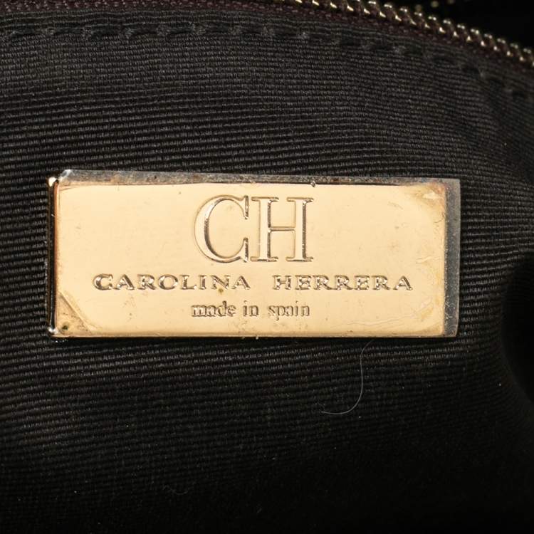 Pre Owned Carolina Herrera Beige Quilted Nubuck Leather Chain Shopper Tote