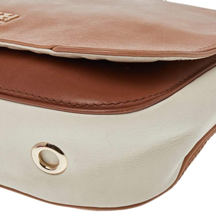 Pre Owned CH Carolina Herrera Beige/Cream Leather New Baltazar Flap Shoulder Bag