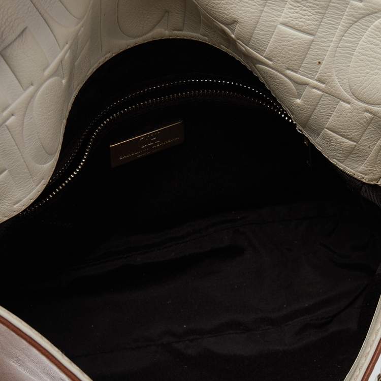 Pre Owned CH Carolina Herrera Beige/Cream Leather New Baltazar Flap Shoulder Bag