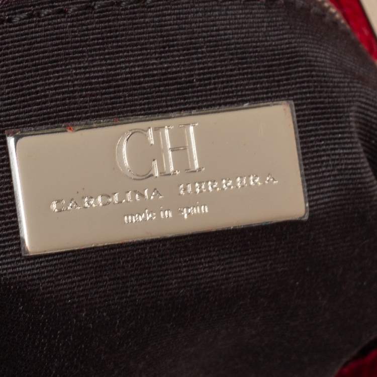 Pre Owned Carolina Herrera Red Leather Flap Clutch