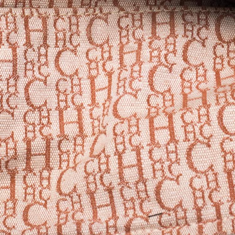 Pre Owned CH Carolina Herrera Beige Embossed Leather Andy Boston Bag