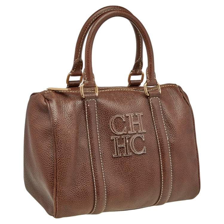 Pre Owned Carolina Herrera Brown Leather Satchel