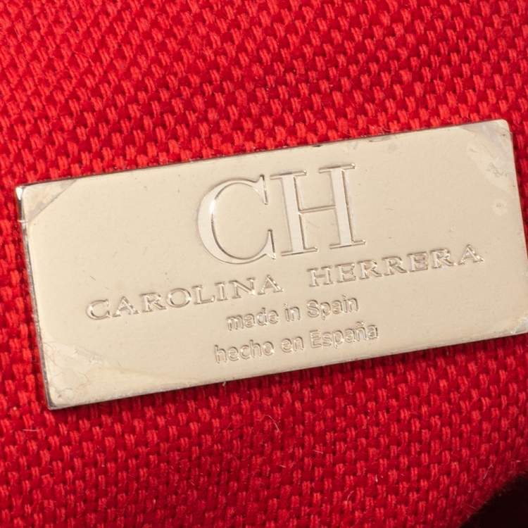 Pre Owned CH Carolina Herrera Multicolor Monogram Coated Canvas Leather Flap Top Handle Bag