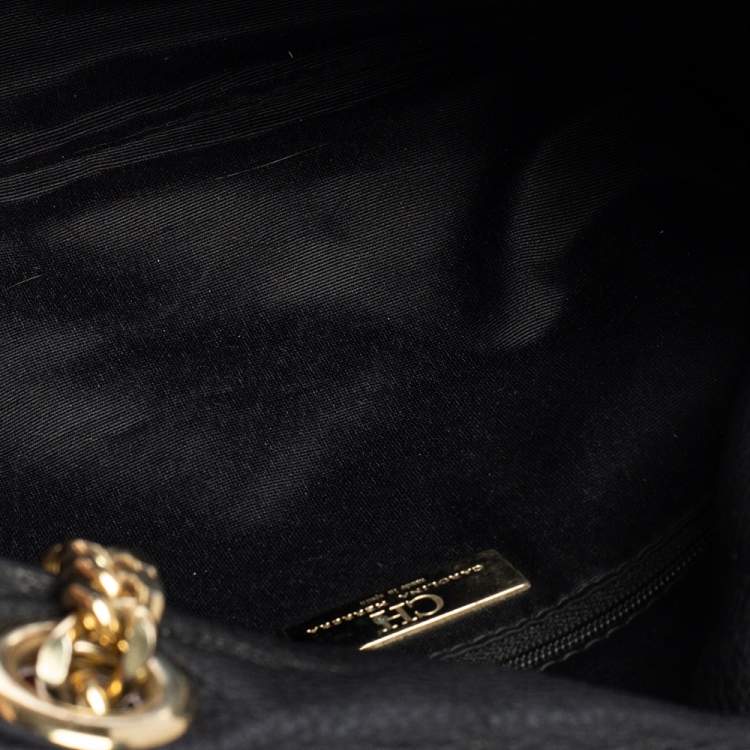 مملوكة مسبقًا CH Carolina Herrera Black Monogram Leather Audrey Shoulder Bag