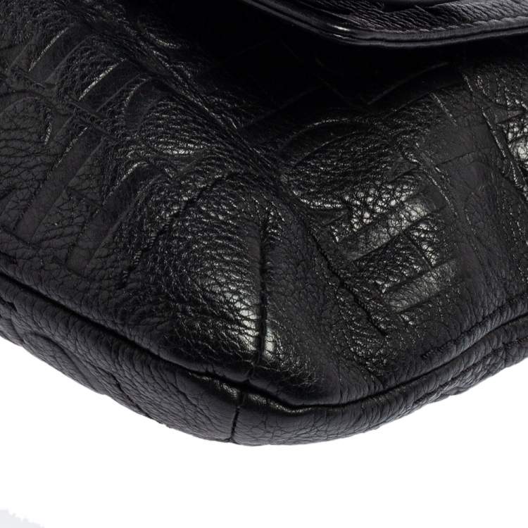 مملوكة مسبقًا CH Carolina Herrera Black Monogram Leather Audrey Shoulder Bag