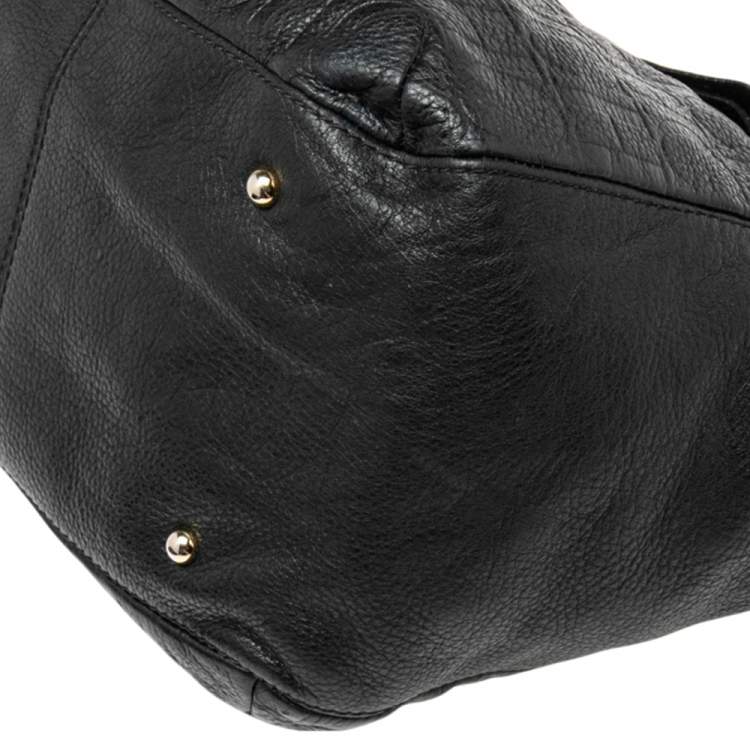 Pre Owned CH Carolina Herrera Black Monogram Leather Audrey Tote