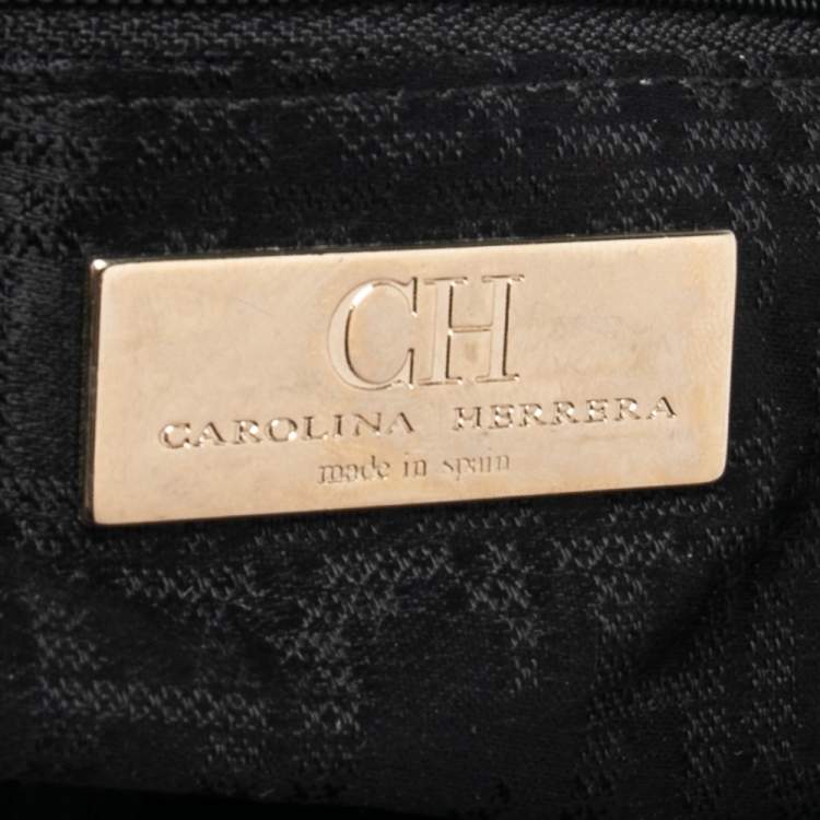 Pre Owned CH Carolina Herrera Black Quilted Leather Chain Hobo