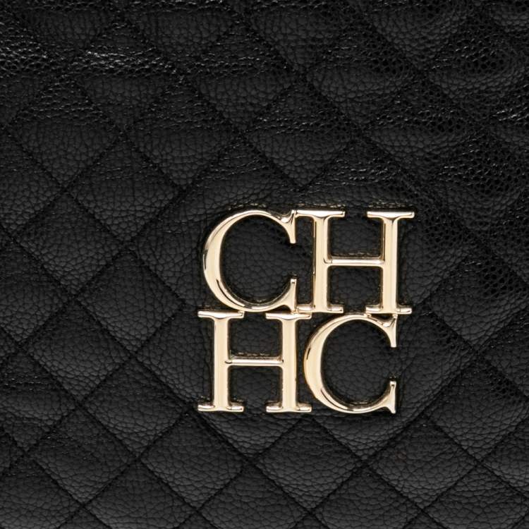 Pre Owned CH Carolina Herrera Black Quilted Leather Chain Hobo