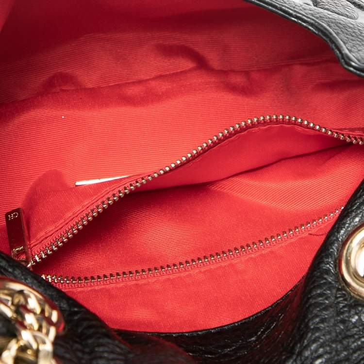 Pre Owned CH Carolina Herrera Black Monogram Embossed Leather  Mini Audrey Shoulder Bag