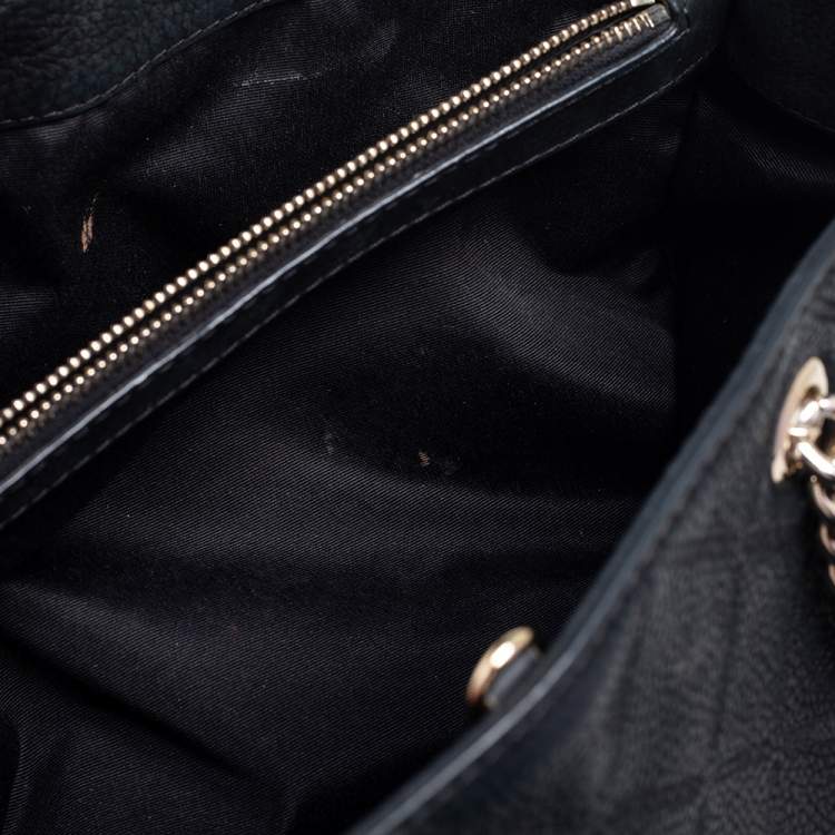 Pre Owned CH Carolina Herrera Black Quilted Nubuck Leather Chain Shopper Tote
