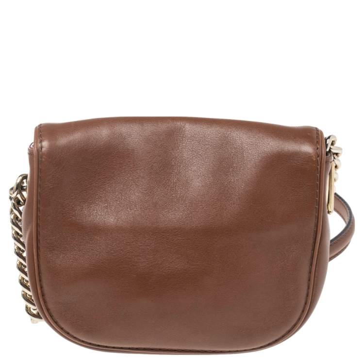 Pre Owned Carolina Herrera Brown Leather New Baltazar Shoulder Bag