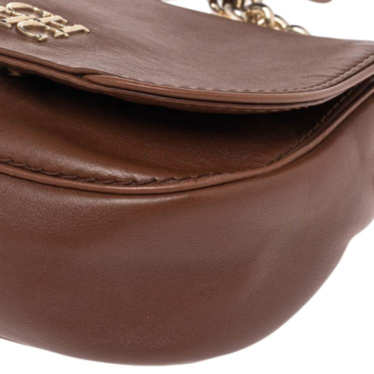 Pre Owned Carolina Herrera Brown Leather New Baltazar Shoulder Bag