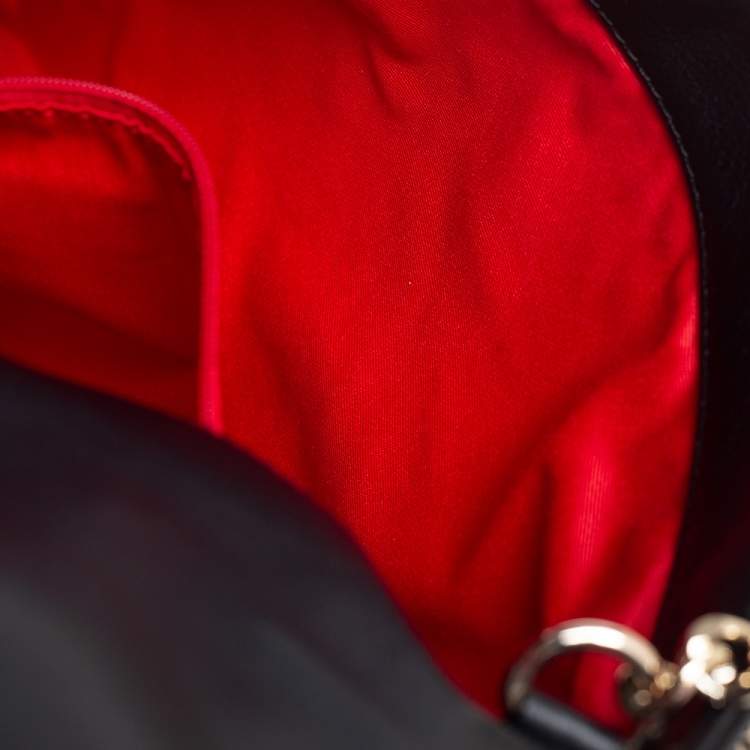 Pre Owned CH Carolina Herrera Black Leather Envelope Shoulder Bag