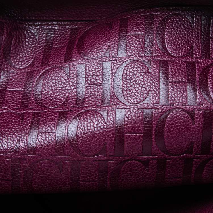 Pre Owned CH Carolina Herrera Plum Leather Tempo Collection Adagio Tote