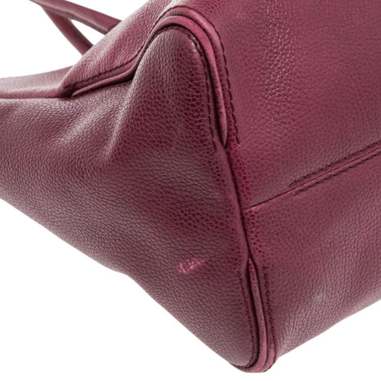 Pre Owned CH Carolina Herrera Plum Leather Tempo Collection Adagio Tote