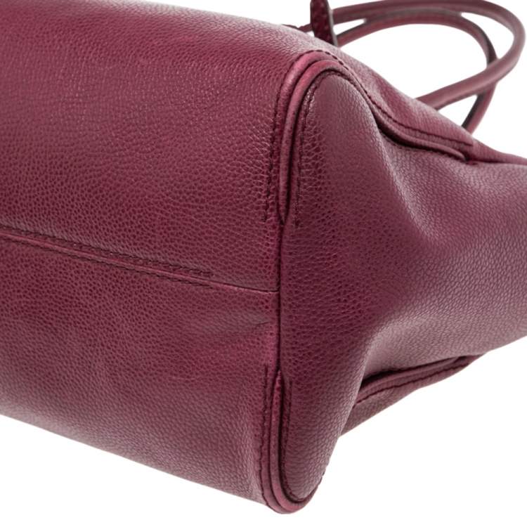 Pre Owned CH Carolina Herrera Plum Leather Tempo Collection Adagio Tote
