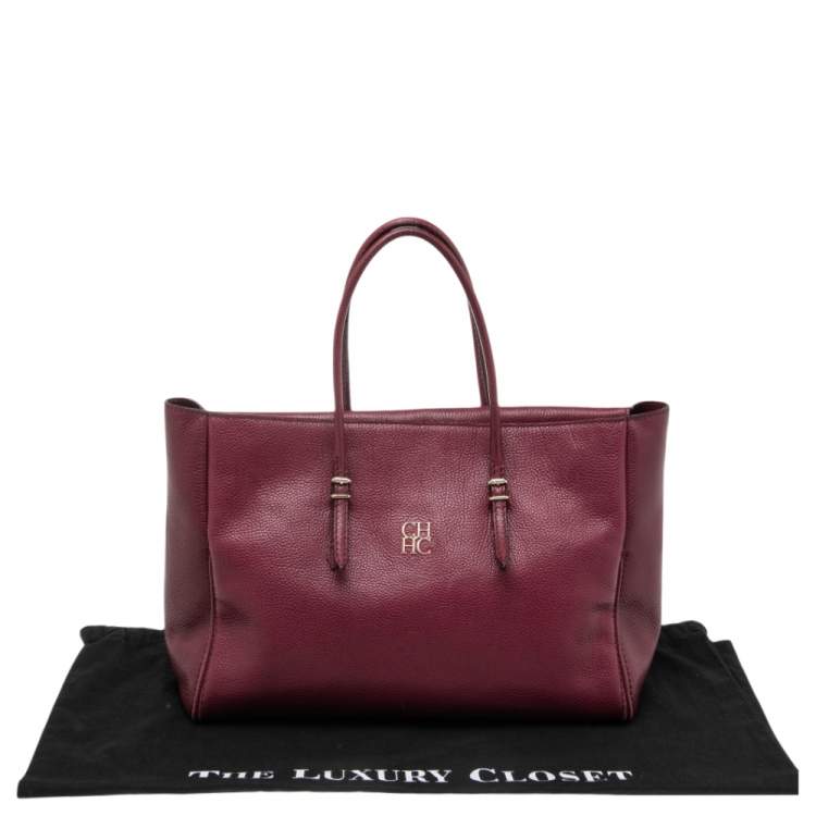 Pre Owned CH Carolina Herrera Plum Leather Tempo Collection Adagio Tote