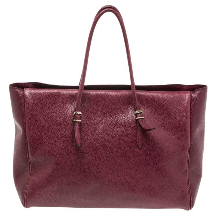 Pre Owned CH Carolina Herrera Plum Leather Tempo Collection Adagio Tote