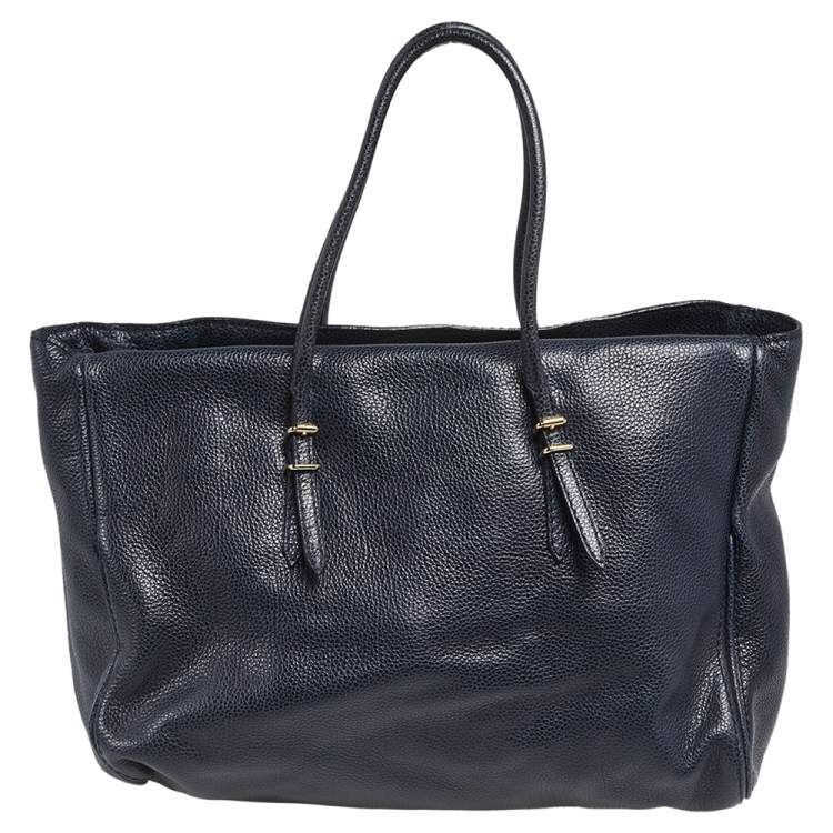 مملوكة مسبقًا Carolina Herrera Dark Blue Leather Tempo Collection Adagio Tote