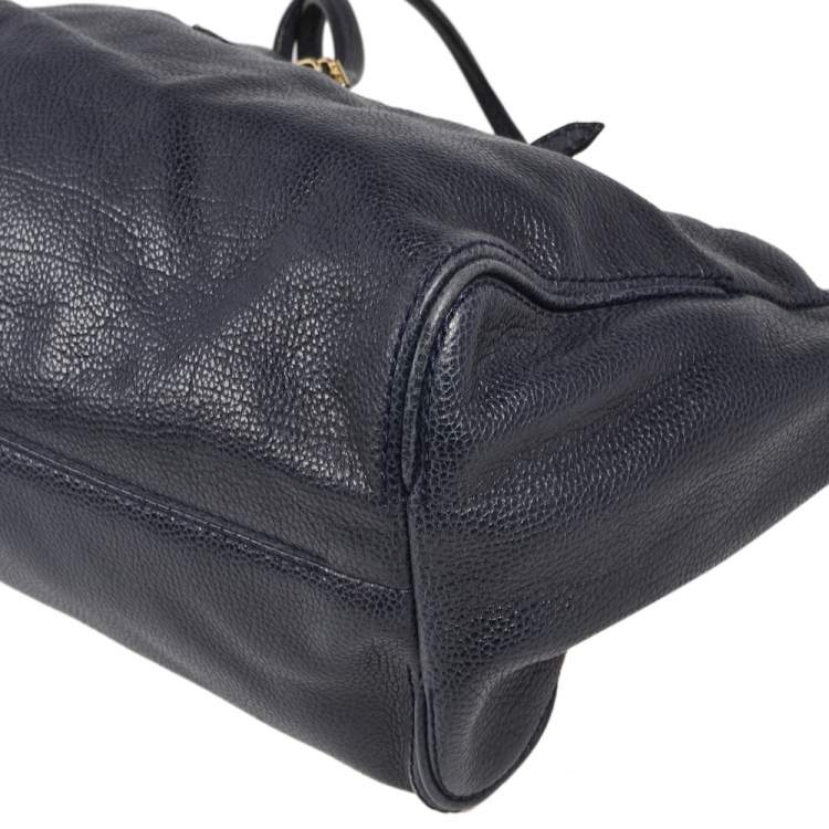 مملوكة مسبقًا Carolina Herrera Dark Blue Leather Tempo Collection Adagio Tote