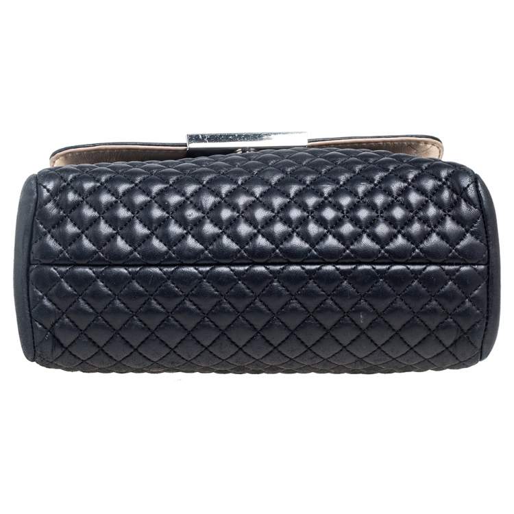 Pre Owned CH Carolina Herrera Black Quilted Leather Bimba Flap Top Handle Bag