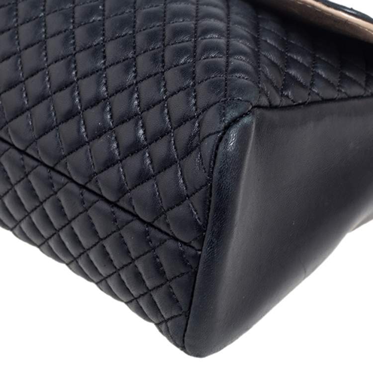 Pre Owned CH Carolina Herrera Black Quilted Leather Bimba Flap Top Handle Bag