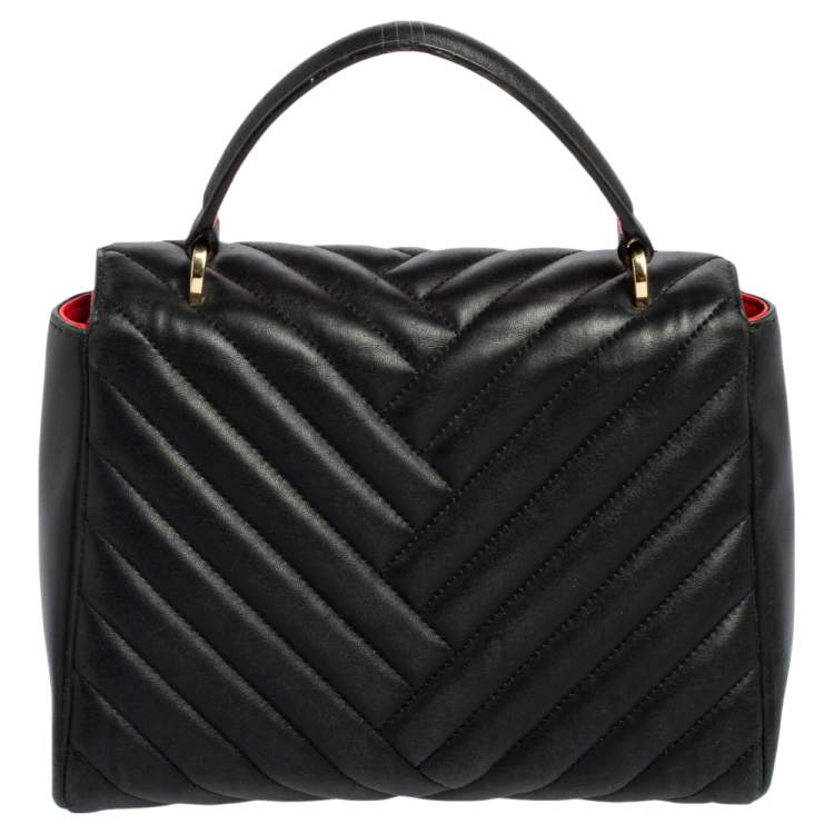 Pre Owned CH Carolina Herrera Black Quilted Leather Bimba Top Handle Bag