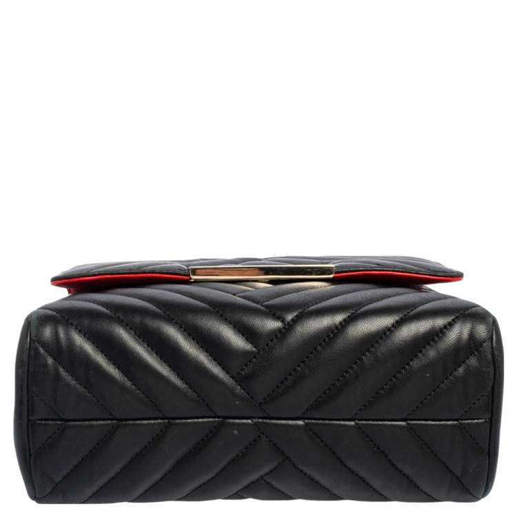 Pre Owned CH Carolina Herrera Black Quilted Leather Bimba Top Handle Bag