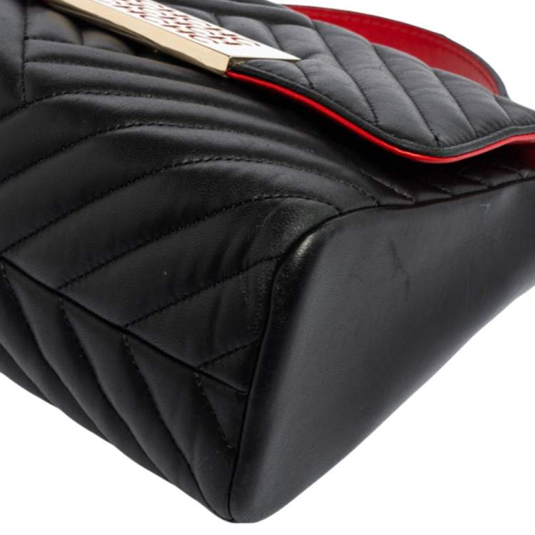Pre Owned CH Carolina Herrera Black Quilted Leather Bimba Top Handle Bag