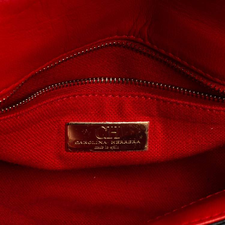 Pre Owned CH Carolina Herrera Black Quilted Leather Bimba Top Handle Bag