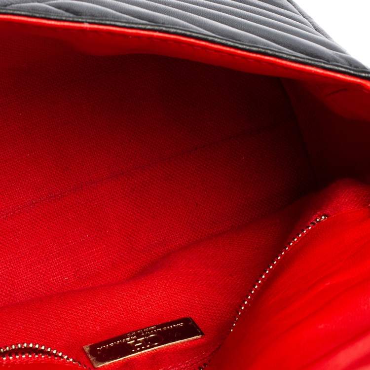 Pre Owned CH Carolina Herrera Black Quilted Leather Bimba Top Handle Bag