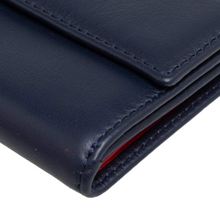 Pre Owned CH Carolina Herrera Blue Leather Compact Wallet