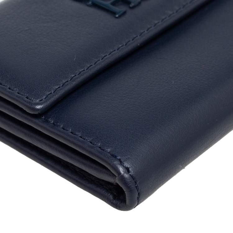 Pre Owned CH Carolina Herrera Blue Leather Compact Wallet