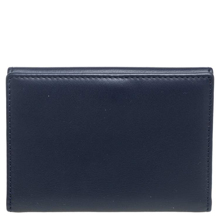 Pre Owned CH Carolina Herrera Blue Leather Compact Wallet