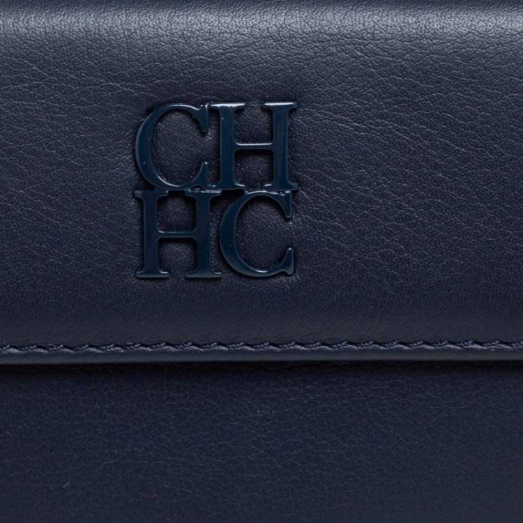 Pre Owned CH Carolina Herrera Blue Leather Compact Wallet