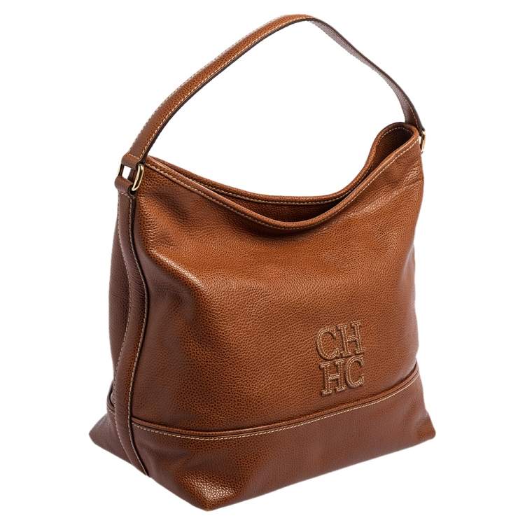 Pre Owned CH Carolina Herrera Brown Leather Hobo