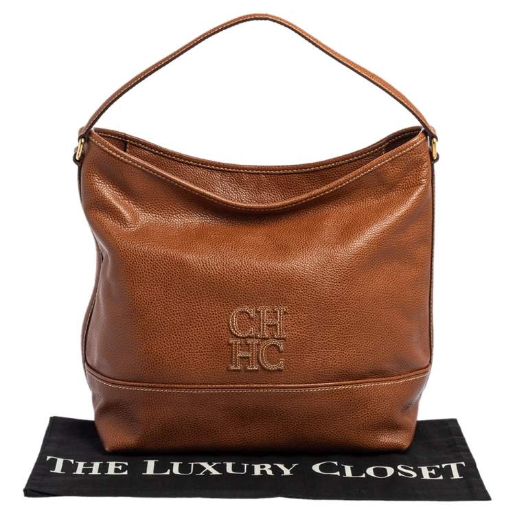 Pre Owned CH Carolina Herrera Brown Leather Hobo