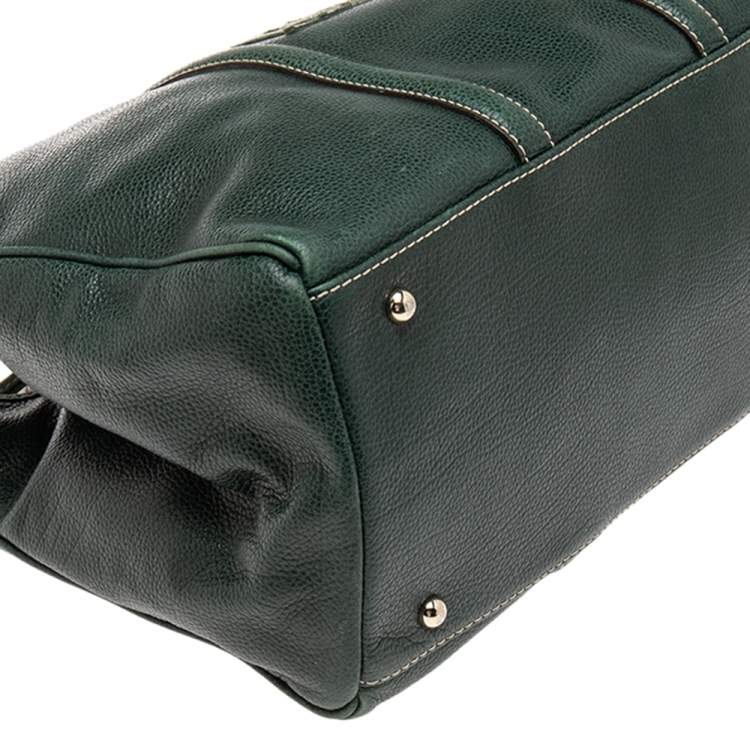 Pre Owned CH Carolina Herrera Green Leather Large Matteo Tote