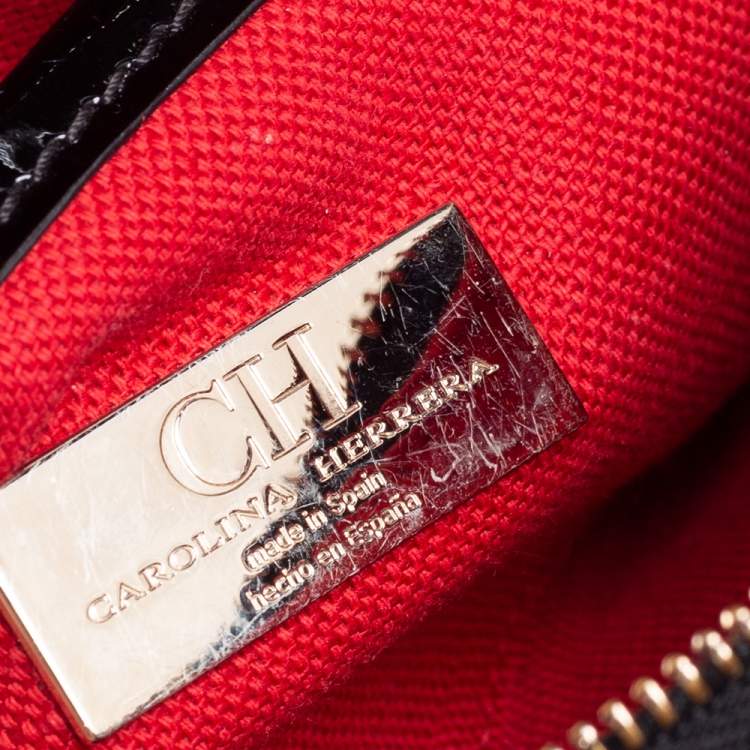 Pre Owned CH Carolina Herrera Black Patent Leather Crossbody Bag